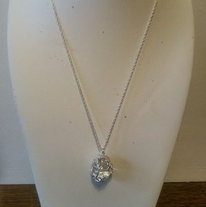 MMA silver toned filigree teardrop necklace